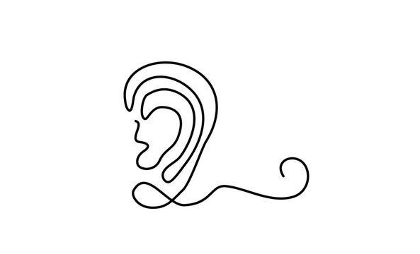  Human ear single line art , minimal continuous one line hand drawing outline vector illustration art.