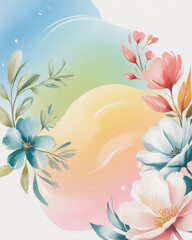 Beautiful floral arrangement with colorful flowers and leaves on a gradient background