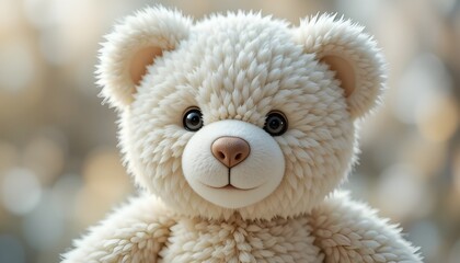Fototapeta premium Fluffy White Teddy Bear Soft Focus