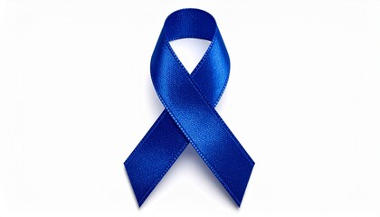 Deep Blue Awareness Ribbon Symbol for Prostate Cancer, Colorectal Health, and Social Causes Isolated on White Background