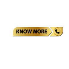Know More Golden Button with Icon &ndash; yellow gradient Call to Action Web Button PNG transparent  Background