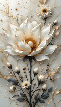 Natural Marble Tiles, Interiror, stylized flower Floor Tile