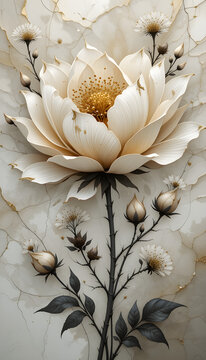 Natural Marble Tiles, Interiror, stylized flower Floor Tile