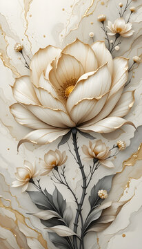 Natural Marble Tiles, Interiror, stylized flower Floor Tile
