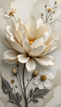Natural Marble Tiles, Interiror, stylized flower Floor Tile