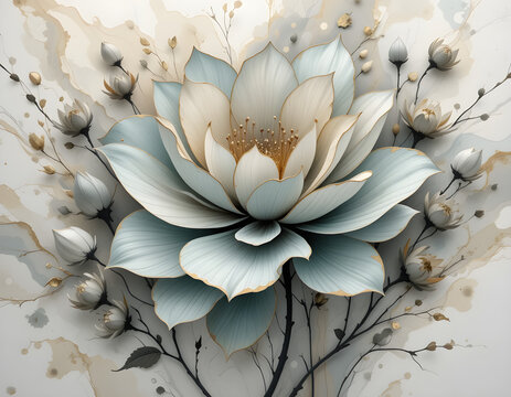 Natural Marble Tiles, Interiror, stylized flower Floor Tile