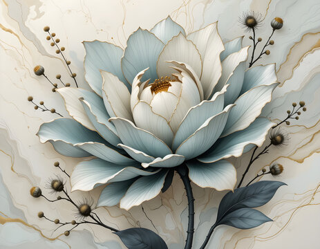 Natural Marble Tiles, Interiror, stylized flower Floor Tile