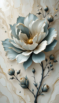 Natural Marble Tiles, Interiror, stylized flower Floor Tile