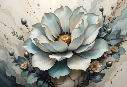 Natural Marble Tiles, Interiror, stylized flower Floor Tile