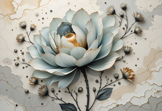 Natural Marble Tiles, Interiror, stylized flower Floor Tile