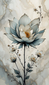 Natural Marble Tiles, Interiror, stylized flower Floor Tile