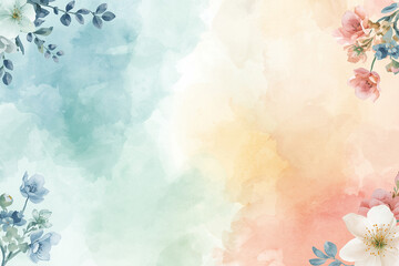 A beautiful watercolor floral background with soft colors and delicate flowers