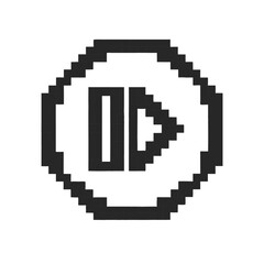 Fototapeta premium Black and White Pixelated Play and Pause Control Icons for Media Player UI Design