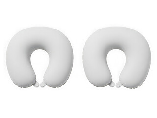Two white travel pillows side by side isolated on transparent background