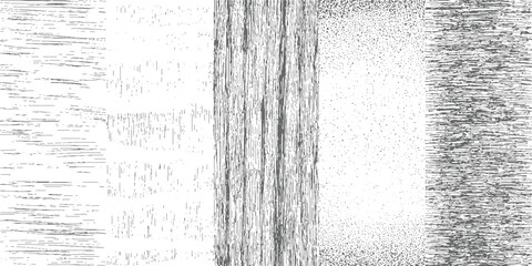 Obraz premium Five distinct abstract patterns of grey lines and dots on white background texture