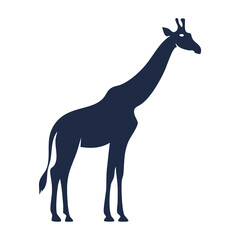 Obraz premium A giraffe standing alone, silhouette illustration, viewed from the side, showcasing its long neck and legs in a minimalist style