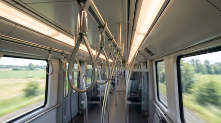 Fototapeta premium Empty Modern Train Interior on a Fast Journey