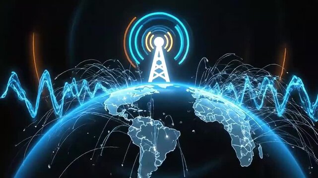 Global radio signals broadcast across the world on a busy day