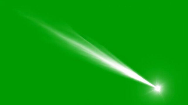 Bright shooting star streaks across vibrant green background, space animation