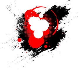 red black ink brush painting dropped splatter splash artictic grunge graphic element design