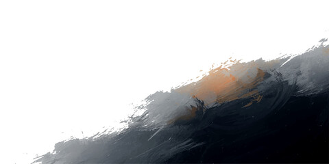 A dramatic water splash erupts against a black background under a sunlit sky where mist and clouds drift over a cold winter mountain peak and icy glacier landscape © NAYEM