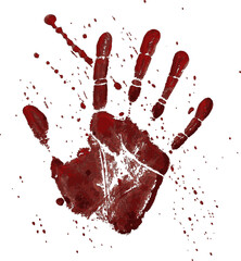 bloody silhouettes of human palm prints with blood stains isolated on transparent background © YoYo & J studio