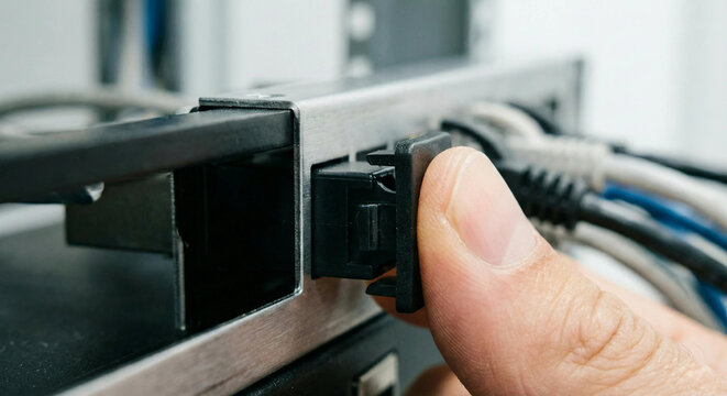 Unplugging ethernet cable from network switch patch panel