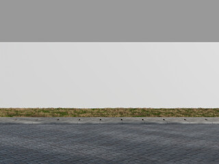 White Blank Hoarding Mockup 3D Rendering on a Roadside