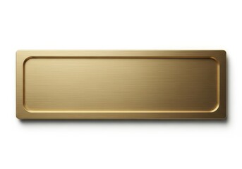 Horizontal rectangular plate features a brushed metallic gold finish with rounded corners.
