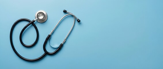 Medical equipment action stethoscope on blue background health care content clinical environment close-up viewpoint medical concepts for better health awareness