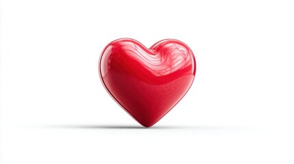 Obraz premium Shiny red heart symbol on a clean white background with subtle shadow