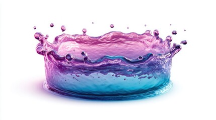 Vibrant liquid splash crown with pink and blue gradient on white background