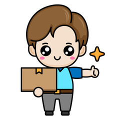 Delivery Man Courier Cute Illustration