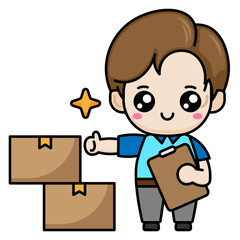 Delivery Man Courier Cute Illustration