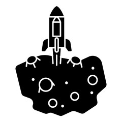 Rocket on meteorite icon © verry