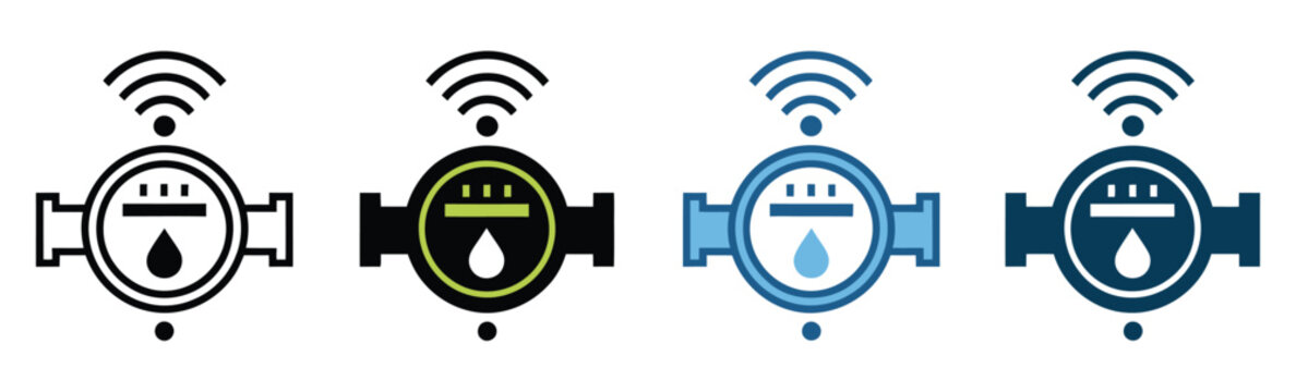 Smart water meter icon element for design, vector illustration of digital water measurement