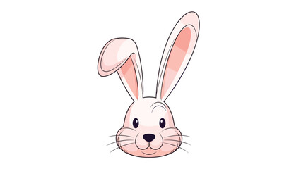 Obraz premium Cute cartoon rabbit head with long ears and big eyes looking directly forward with a friendly and inquisitive facial expression.