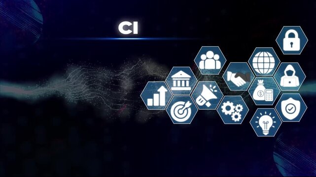 Corporate Intelligence Business on Dark Background with Futuristic business futuristic background technology
