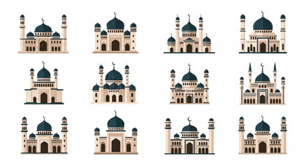 Collection of Islamic Mosques Architectural Designs. © Dolar