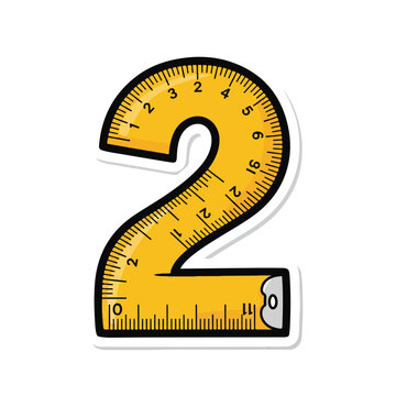 A large yellow tape measure forming the number two