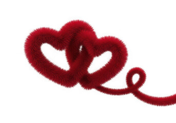 Fototapeta premium A beautifully crafted heart-shaped decoration made from red yarn. isolated on transparent background