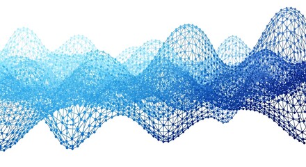 Vibrant blue network waves on white background