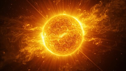 Obraz premium Solar Flare Explosion with Blazing Plasma and Radiant Energy