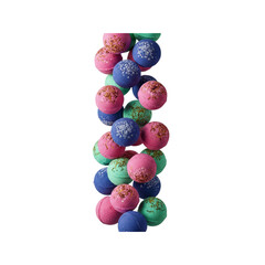 Colorful bath bombs falling