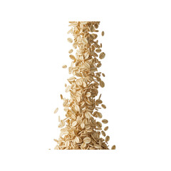 Oat flakes falling isolated On Transparent Background