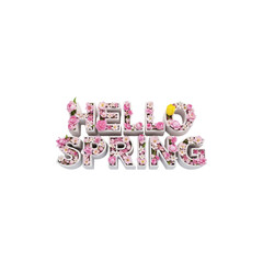 Hello Spring text with flowers