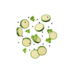 Sliced zucchini with parsley and peppercorns