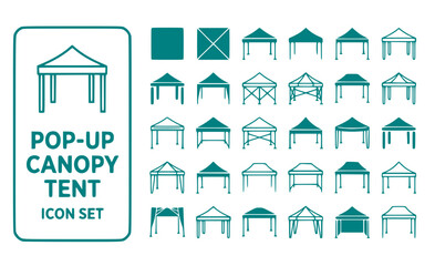 Pop-Up Canopy Tent 10x10-Tent Canopy-Shelter Popup-Tent Tailgate-Canopy Shade-Tent Tent-Shelter Vector Icon Set - Canopy Tent