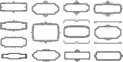 Collection of various frame and border designs isolated on transparent background