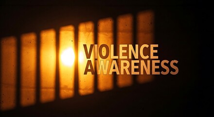 Fototapeta premium Violence Awareness Concept with Bars of Light and Freedom Symbol